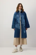 ÇİÇEK DESENLİ DENİM CEKET