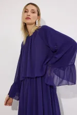 VOLANLI ŞİFON ELBİSE