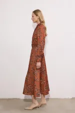 DESENLİ SATEN ELBİSE