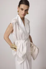 PATTERNED SATIN DOUBLE-BREASTED VEST