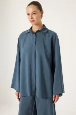 ENSEMBLE CHEMISE ET PANTALON EN MODAL ORNÉ DE PIERRES ENSEMBLE CHEMISE ET PANTALON EN MODAL ORNÉ DE PIERRES