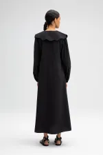 WIDE COLLAR BUTTONED POPLIN DRESS WIDE COLLAR BUTTONED POPLIN DRESS