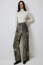 100% COTTON LEOPARD PRINT CARGO PANTS