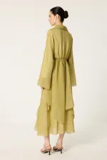 ASYMMETRICALLY CUT BELTED DRESS ASYMMETRICALLY CUT BELTED DRESS