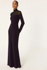 SİM DETAYLI UZUN KOLLU ELBİSE