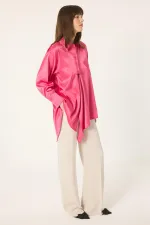 ASYMMETRICAL SATIN SHIRT
