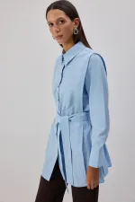 BELTED POPLIN SHIRT
