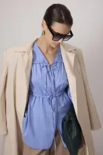 BÜZGÜ DETAYLI POPLİN KİMONO