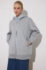 FERMUAR DETAYLI KAPÜŞONLU SWEATSHIRT