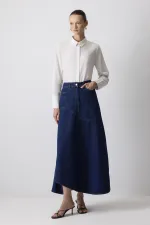 JUPE EN JEAN À COUPE ASYMÉTRIQUE