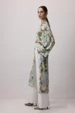 LONG SATIN TUNIC WITH FRONT SLIT