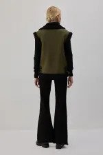 PELUŞ DETAYLI FERMUARLI YELEK