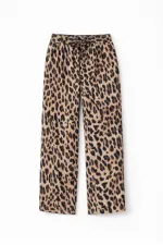 LEOPAR DESENLİ BELİ LASTİKLİ PANTOLON