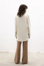 KETEN İŞLEMELİ GÖMLEK