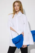 DOUBLE COLLAR SLEEVE ZIPPERED SHIRT DOUBLE COLLAR SLEEVE ZIPPERED SHIRT