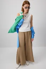 WIDE-LEG MUSLIN PANTS WITH POCKETS WIDE-LEG MUSLIN PANTS WITH POCKETS