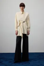 PLEATED ASYMMETRICAL POPLIN SHIRT