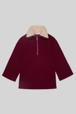 FUR-COLLARED SWEATSHIRT