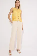 BELİ LASTİKLİ DENİM PANTOLON