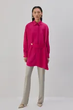 OVERSIZE BANTLI SATEN GÖMLEK