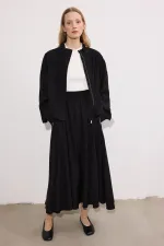 Ensemble veste et jupe drapées en cupra