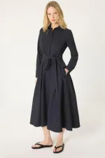 BELİ KEMERLİ GÖMLEK ELBİSE