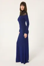 SİM DETAYLI UZUN KOLLU ELBİSE