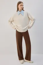 BELİ LASTİKLİ NERVÜRLÜ PANTOLON