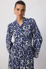 DESENLİ VİSKON GÖMLEK ELBİSE