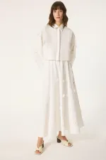 POPLIN SET WITH FLORAL APPLIQUES