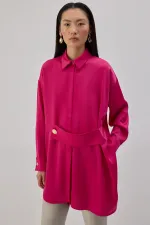 OVERSIZE BANTLI SATEN GÖMLEK