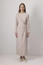 DRAPELİ SATEN ELBİSE