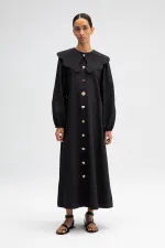 WIDE COLLAR BUTTONED POPLIN DRESS WIDE COLLAR BUTTONED POPLIN DRESS