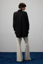 PLEATED ASYMMETRICAL POPLIN SHIRT