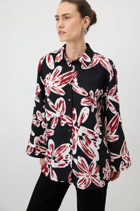 WIDE-CUFFS PATTERNED SHIRT