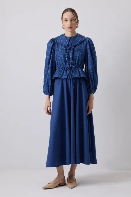 DENIM EFFECT BLOUSE AND SKIRT SET DENIM EFFECT BLOUSE AND SKIRT SET