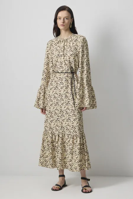 LEATHER BELT PATTERNED DRESS