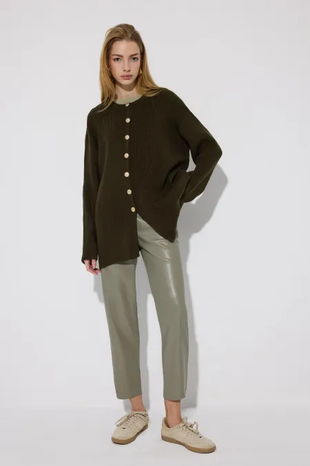 LONG CARDIGAN WITH GOLD BUTTONS