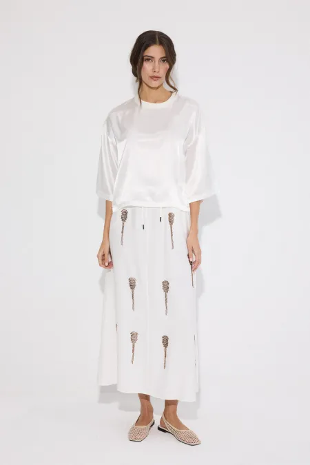 JUPE À PERLES AVEC TAILLE ÉLASTIQUE