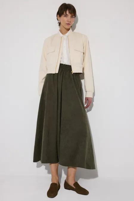 SUEDE SKIRT WITH ELASTIC WAISTBAND