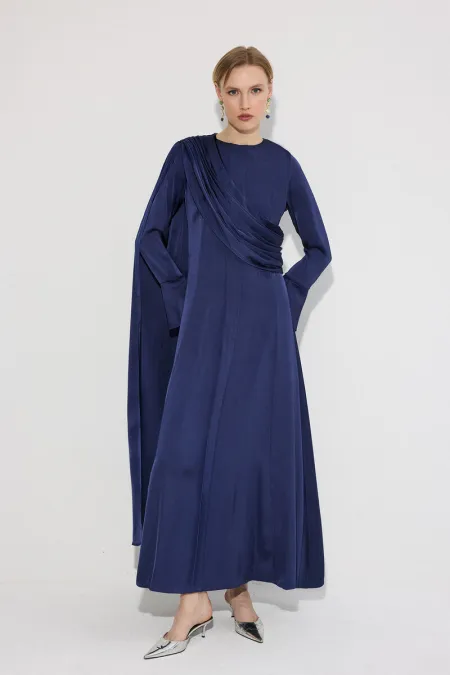 DRAPED SATIN DRESS