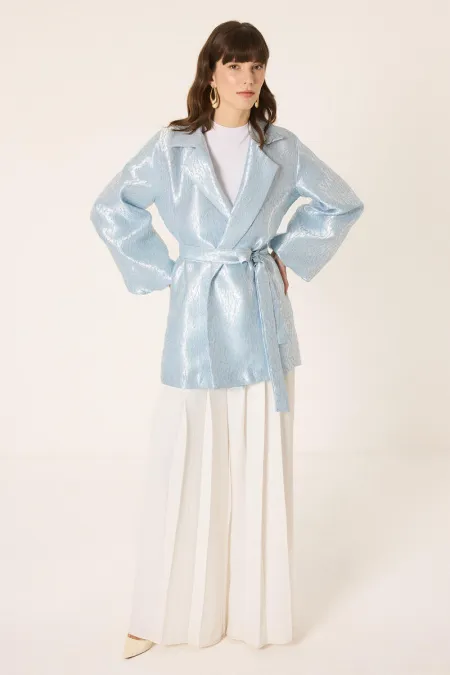 VESTE JACQUARD AVEC DÉTAIL DE CEINTURE