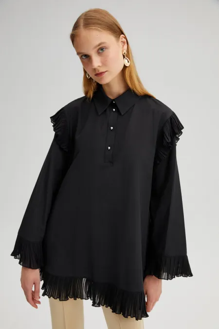 CHIFFON TUNIC WITH RUFFLE DETAILS