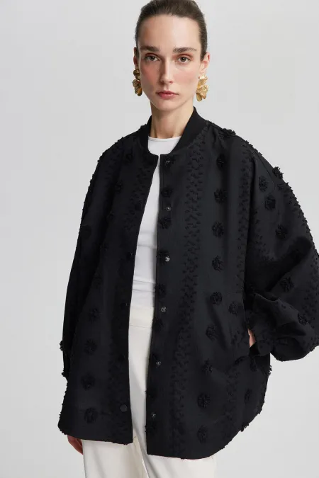 FLORAL LACE BOMBER JACKET