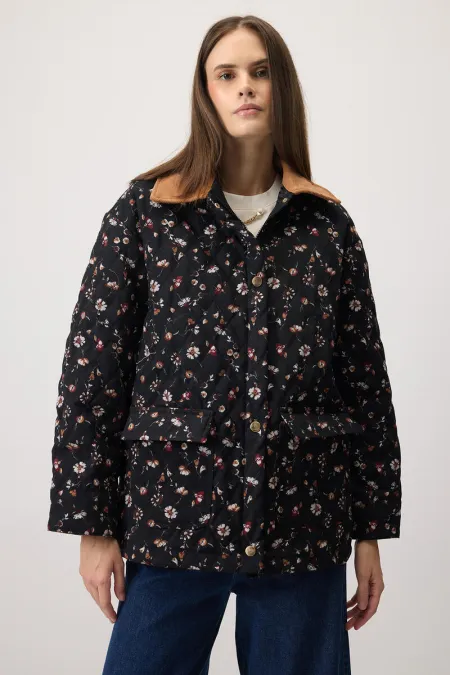 ÇİÇEK DESENLİ GABARDİN CEKET