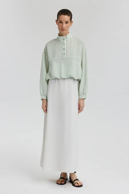 BUTTON DETAIL STAND COLLAR BLOUSE BUTTON DETAIL STAND COLLAR BLOUSE