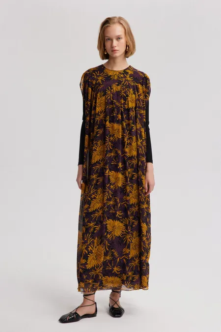 DESENLİ ŞİFON ELBİSE