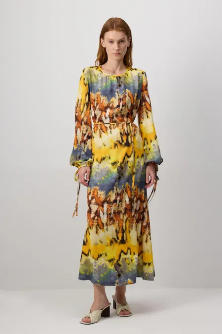 ROBE EN VISCOSE À MOTIFS