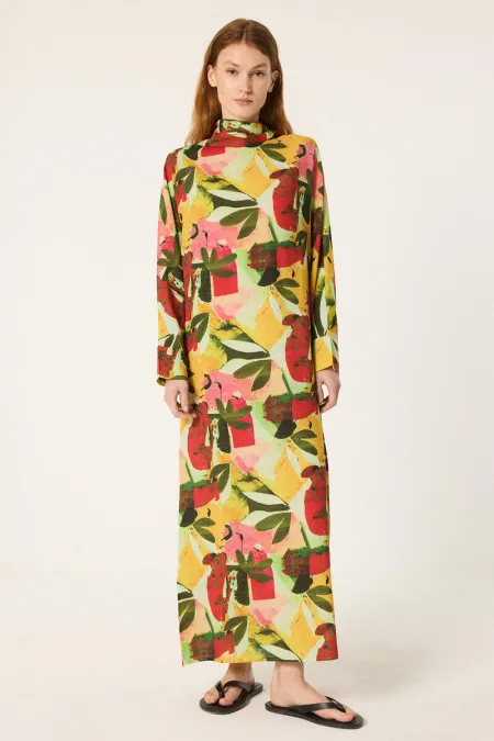 PATTERNED LINEN DRESS PATTERNED LINEN DRESS