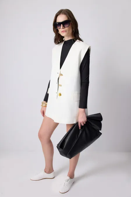 DÜĞME DETAYLI KREP YELEK